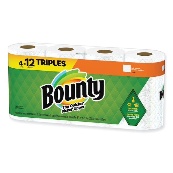 Bounty Perforated Roll Paper Towels, 2 Ply, 75 Sheets, 69 ft, White 80374730 - main